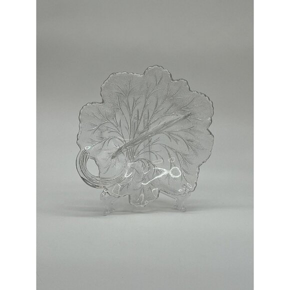 Vintage Indiana Glass Pebble Leaf Serving Relish Dish Tree of Life Design 8.5" - Picture 2 of 5